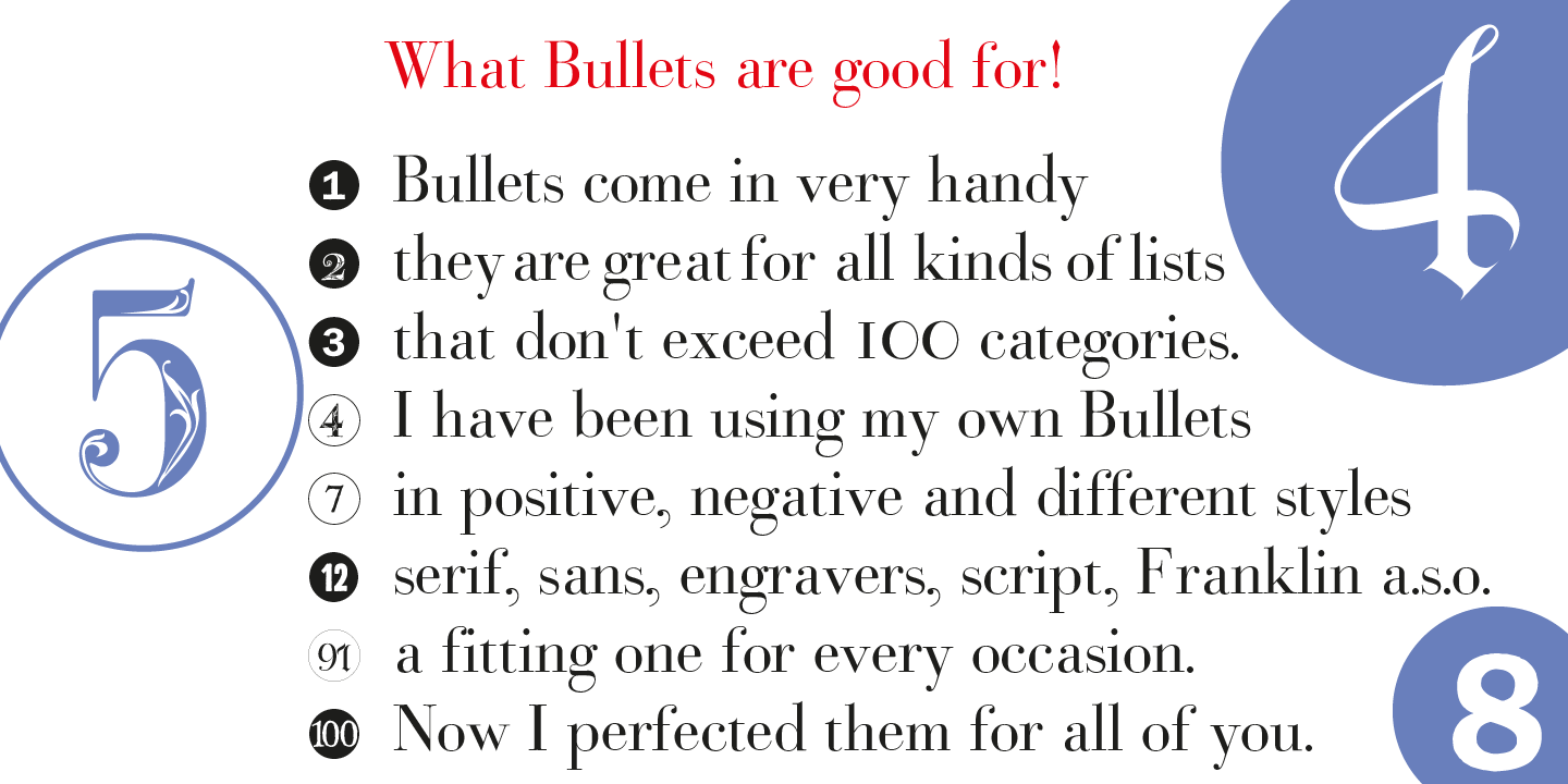 Ejemplo de fuente Bullets Bodoni Ornate pos
